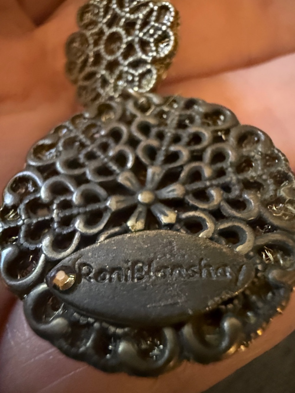 Roni Blanshay Signed Crystal Mesh Multi Disc Dangle Earrings with Post Backing. - Picture 3 of 6